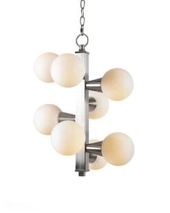 8-Light Silver Brushed Steel Chandelier Home